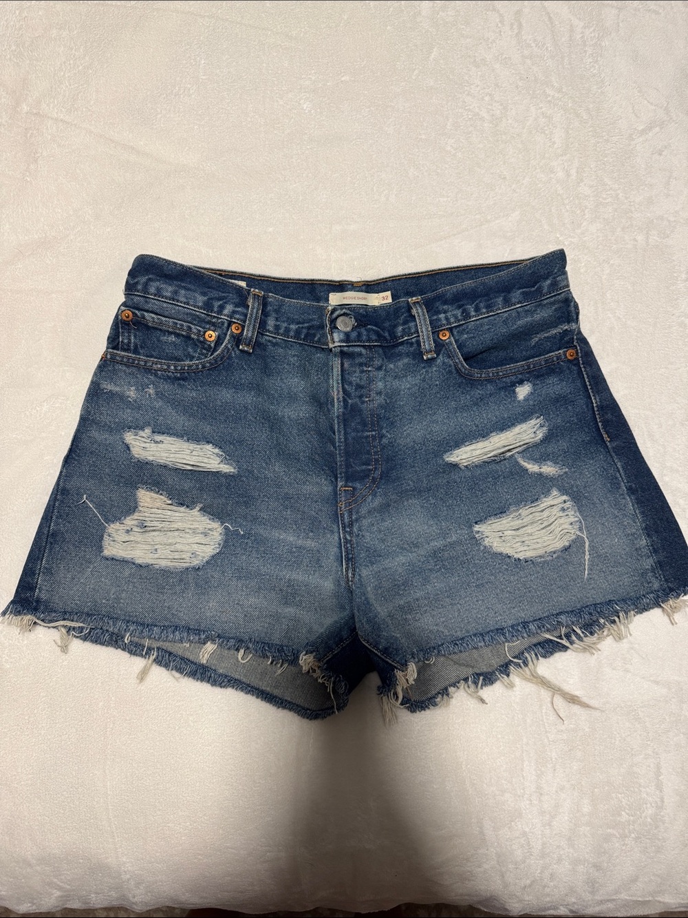 Levi’s Wedgie Distressed Denim Shorts